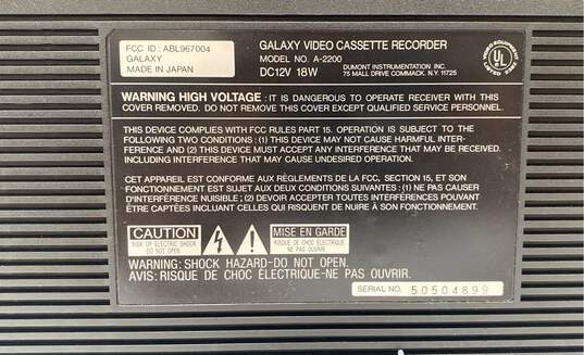 Galaxy Video Cassette Recorder Model A-2200 image number 6