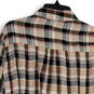 NWT Womens Tan Black Plaid Collared Long Sleeve Button-Up Shirt Size Large image number 4