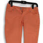 Womens Orange Denim Dark Wash Pockets Stretch Skinny Leg Jeans Size 1 image number 3