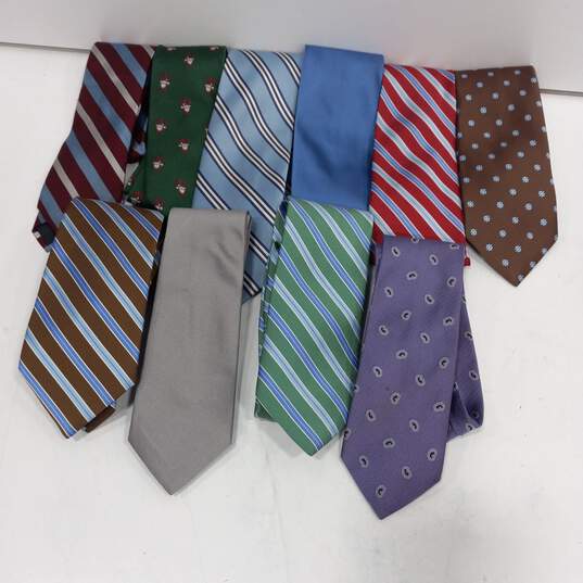 Bundle of 10 Men's "346" Silk Brooks Brothers Ties image number 1