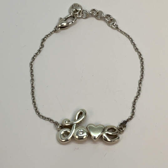 Designer Brighton Silver-Tone Rhinestone Adjustable Love Chain Bracelet image number 3