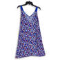 Womens Blue Floral V-Neck Sleeveless Mini Pullover A-Line Dress Size XXS image number 1