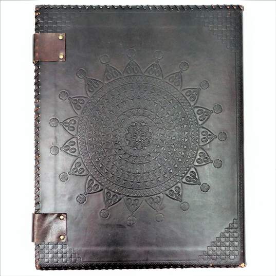 Large Embossed Leather Chakra Stone Accent Sketch Book Journal Grimoire Book image number 4