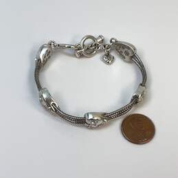 Designer Brighton Silver-Tone Toggle Etched Heart Wheat Chain Bracelet alternative image