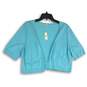 NWT Talbots Womens Blue Open Front Cropped Cardigan Sweater Size XL image number 2