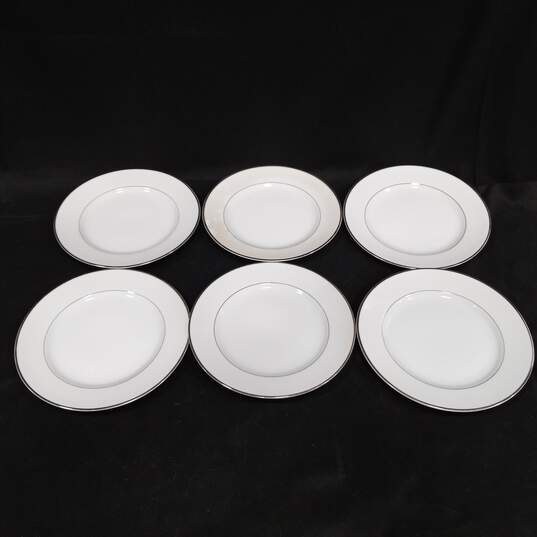 Bundle of 6 Harmony House Silver Tone Rimmed Salad Plates image number 1