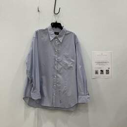 Giorgio Armani Mens Blue White Cotton Button-Up Dress Shirt Size 44/17.5 w/ COA