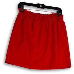Womens Red Pleated Elastic Waist Slash Pocket Pull-On Mini Skirt Size 6 alternative image