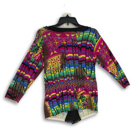 Womens Multicolor Printed 3/4 Sleeve Button Front Cardigan Sweater Size M alternative image