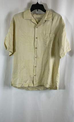 Tommy Bahama Mens Tan Tropical Short Sleeve Collared Button-Up Shirt Size Small