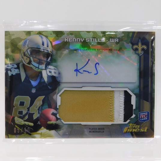 2013 Kenny Stills Topps Finest Autographed RC Jumbo Relic Military Refractor /10 image number 1