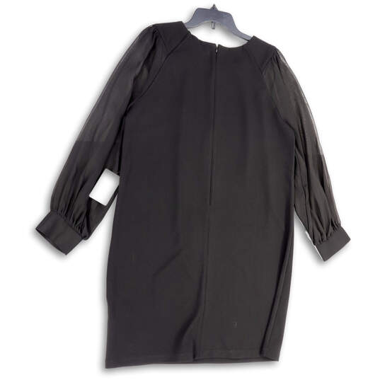 NWT Womens Black Round Neck Long Sleeve Back Zip Shift Dress Size Medium image number 2