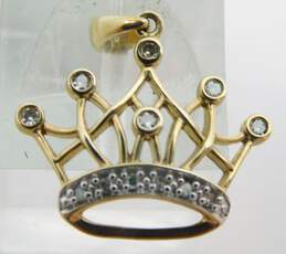10k Yellow Gold Diamond Accent Crown Pendant 1.5g