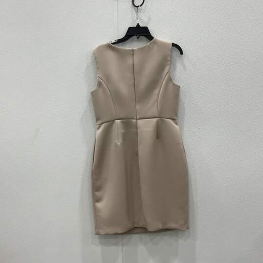 Armani Collezioni Womens Beige Sleeveless Back Zip Sheath Dress Size 8 With COA image number 2