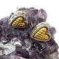 Designer Brighton Two-Tone Enamel Heart Shape Fashionable Stud Earrings image number 1