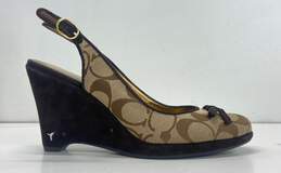 COACH Aligra Slingback Signature Wedge Heels Shoes Size 6.5 B