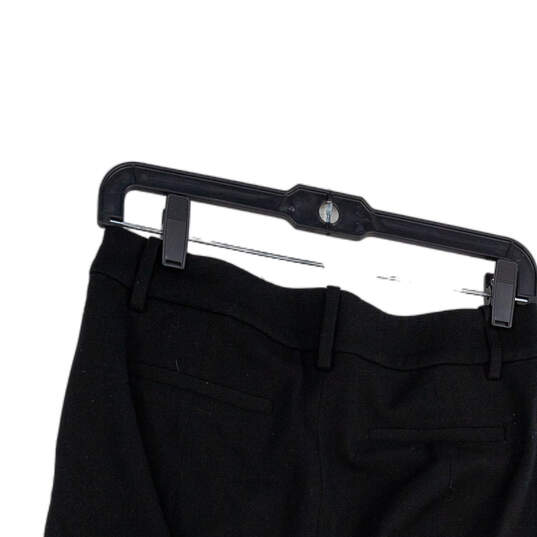 Women Black Flat Front Pockets Straight Leg Regular Fit Dress Pant Size 4 image number 3