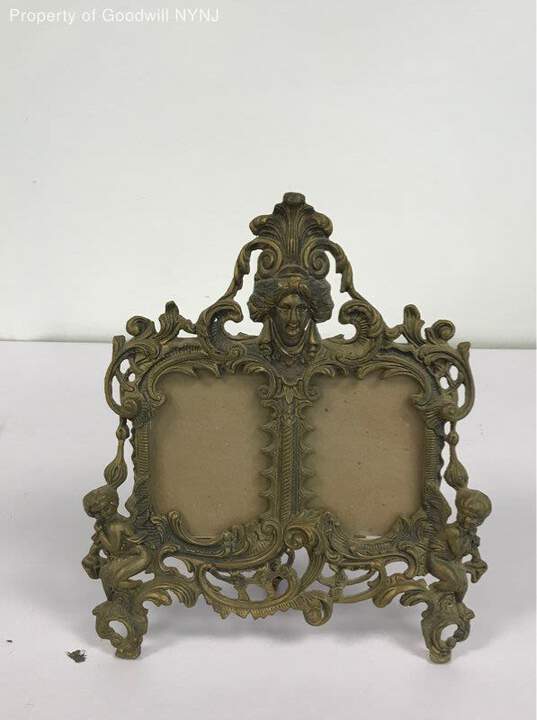 Antique Goddess Minera Brass Double Frame, Easel Back image number 2