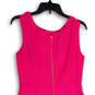 Womens Pink Sleeveless Round Neck Ruffle Hem Back Zip Sheath Dress Size 4 image number 4