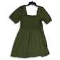 NWT Nine West Womens Green Short Sleeve Smocked Pullover Mini Dress Size L image number 1