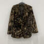 Womens Brown Long Sleeve Collared Open Front Classic Faux Fur Coat Size M image number 1