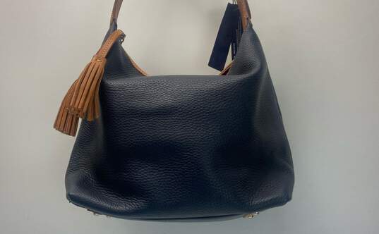 Dooney & Bourke Paige Sac Navy Blue Pebbled Leather Shoulder Hobo Tote Bag image number 5