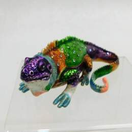Colorful Chameleon Iguana & Desert Camel Jeweled Enamel Hinged Trinket Boxes alternative image