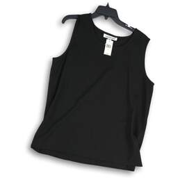 NWT Caroline Rose Womens Black Sleeveless Scoop Neck Side Slit Tank Top Size XL