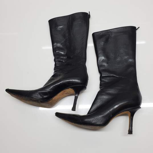 Jimmy Choo Wms Black Leather Calf High Heel Boots Size 35.5 AUTHENTICATED image number 1