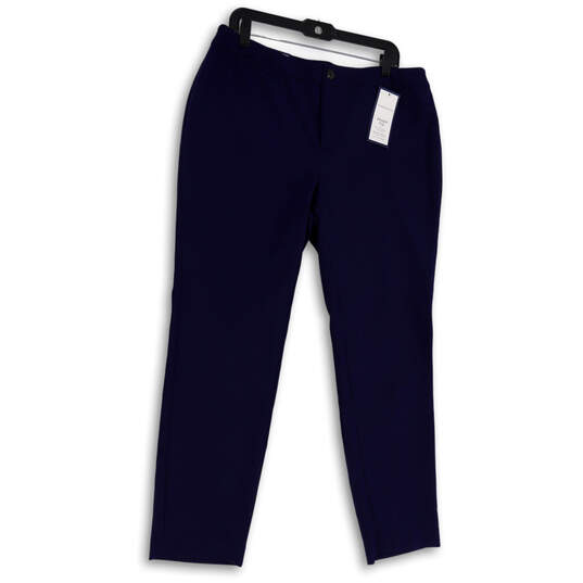 Buy the NWT Womens Blue Flat Front Stretch Pockets Straight Leg Chino Pants  Size 14