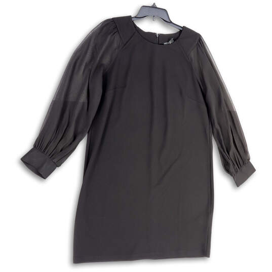 NWT Womens Black Round Neck Long Sleeve Back Zip Shift Dress Size Medium image number 1