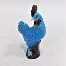 Vintage Chinese Blue Turquoise Glazed Rooster Figurine