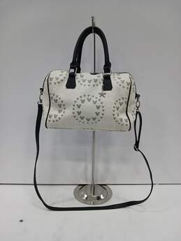 Disney White/Black/Gray Mickey Mouse Logo Leather Satchel Crossbody Bag