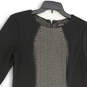 Womens Black Gray Studs 3/4 Sleeve Crew Neck Back Zip Sheath Dress Size 8 image number 3