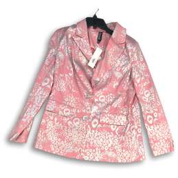 NWT Berek Womens Pink Metallic Animal Print Two Button Blazer Size Large