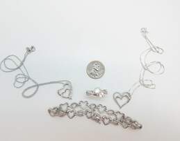 Romantic Sterling Silver Diamond Accent & Cubic Zirconia Heart Pendant Necklace Bracelet & Ring 20.8g alternative image