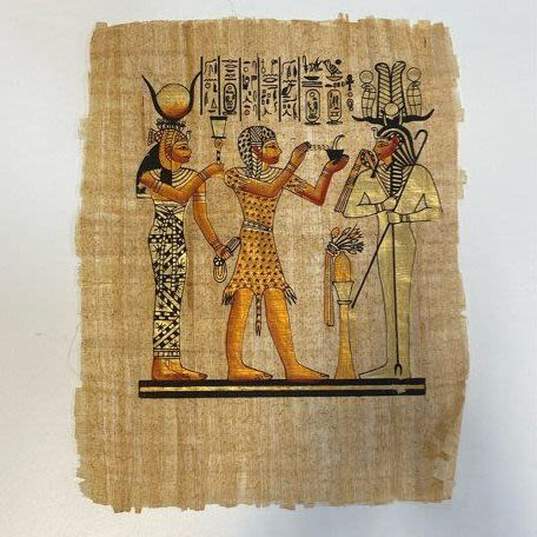 Lot of 2 Egyptian Screen Print on Papyrus Paper Print image number 3