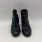 Womens Black Leather Almond Toe Side Zip Block Heel Ankle Boots Size 9.5 image number 1
