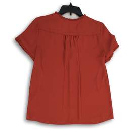 NWT Karl Lagerfeld Paris Womens Red Short Sleeve Button Front Blouse Top Sz S alternative image