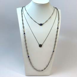 Designer Lucky Brand Silver-Tone Blue Stone Fashionable Chain Necklace