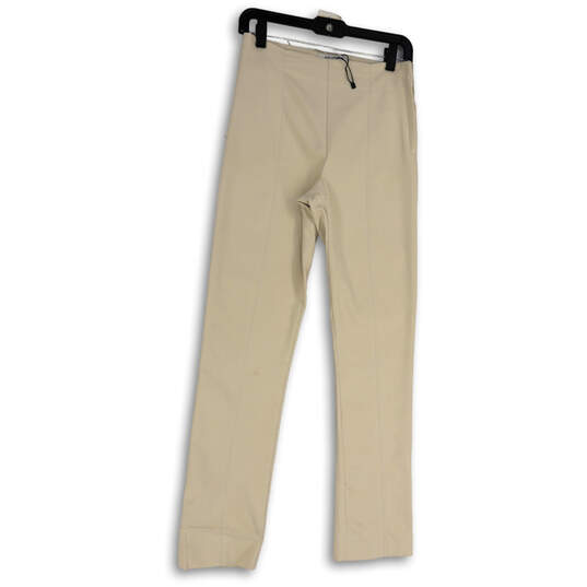 Womens Beige Flat Front Stretch Pull-On Straight Leg Ankle Pants Size 6 image number 1