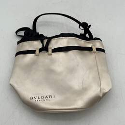 Bvlgari Womens Black White Double Strap Little Makeup Bucket Bag
