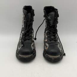 X Element Mens Black Silver Leather Oil Resistant Lace-Up Biker Boots Size 11