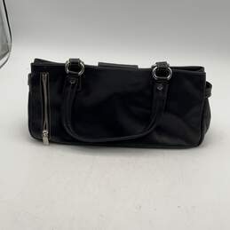 Perlina Womens Shoulder Bag Purse Double Handle Zipper Pocket Black Leather alternative image