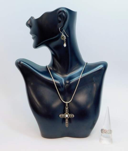 925 Pearl & Peridot Artisan Jewelry 23.3g image number 1