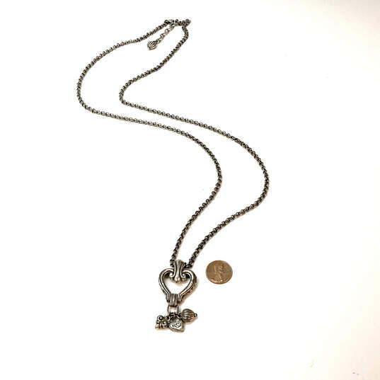 Designer Brighton Silver-Tone Link Chain Heart Shape Pendant Necklace image number 3