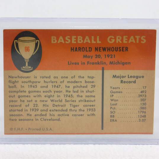 1961 HOF Hal Newhouser Fleer Baseball Greats Detroit Tigers image number 3