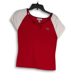 Carducci Womens Multicolor Colorblock Cap Sleeve Pullover T-Shirt Size M
