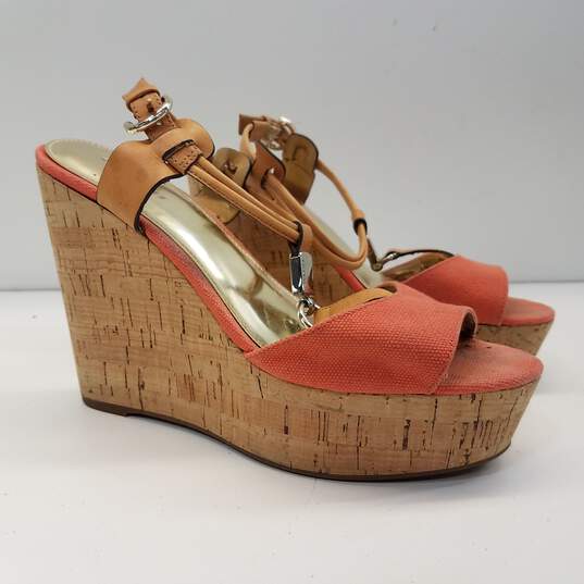 Buy the Coach Linden Pink/Papaya Wedge Platform Sandals Women's Size   (A6317) | GoodwillFinds