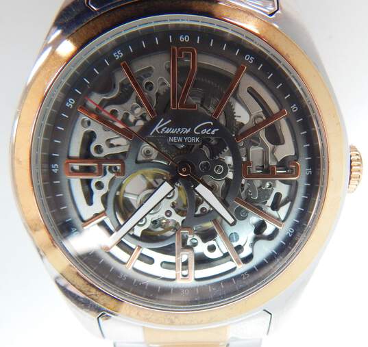 Men's Kenneth Cole New York KC9052 Automatic Rose & Silver Tone Watch 152.7g image number 1